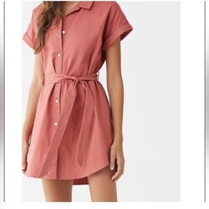 Forever 21 Pink Button-Up Mini Dress